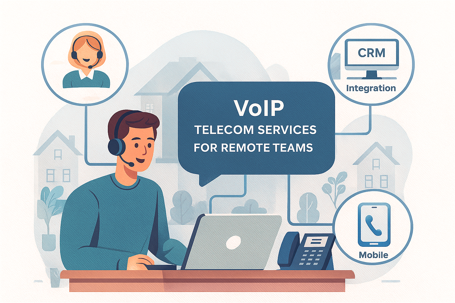 Graphic showing remote capabilities for remote workers and VoIP