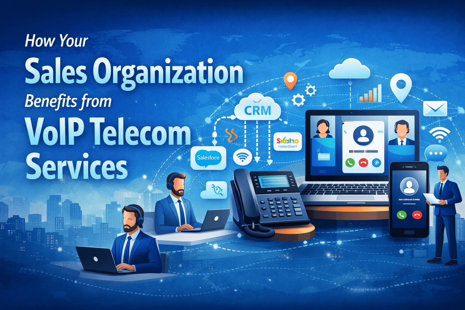 Feature image for how sales organizations benefit from VoIP blog by FSMC Business telecom services