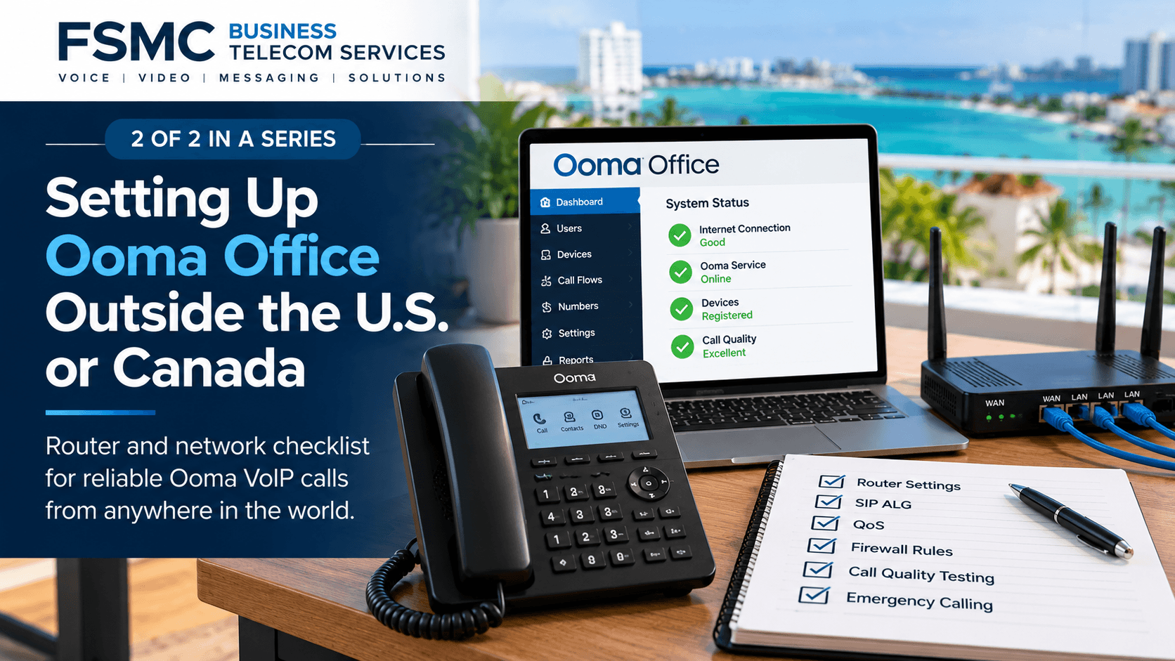 Ooma VoIP Setup for Global Network Checklist FSMC Business Telecom Services blog featured image